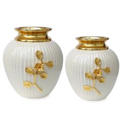 Vase, Vase with Golden & WhiteColor, Vase for Metal, Vase for  Home Decor, Vase - VT15107