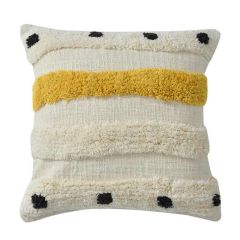 Cushion Cover, (i221_2_16_1), Cushion With Yellow, Black & OFF-White Color, Cushion For Living & Bedroom Area, Cushion - VT15264