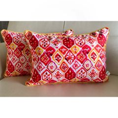 Cushion Covers(TSHWIP02M), Watercolor Ikats- REVERSIBLE- Rectangular Cushion Covers- Fuchsia Pink- Set of 2, Cushion Covers - VT15340