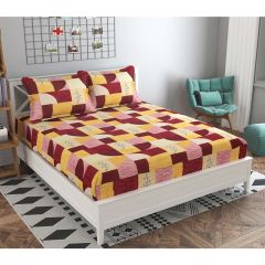 Bedsheet, (ICKBS105) Presto, 160 TC 100% Cotton Double Bedsheet With 2 Pillow Covers, Geometric pattern, Bedsheet- VT15868