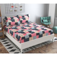 Bedsheet, (ICKBS106) Presto, 160 TC 100% Cotton Double Bedsheet With 2 Pillow Covers, Geometric pattern, Bedsheet- VT15869