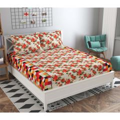 Bedsheet, (ICKBS107) Presto, 160 TC 100% Cotton Double Bedsheet With 2 Pillow Covers, Floral pattern, Bedsheet- VT15870