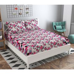 Bedsheet, (ICKBS108) Presto, 160 TC 100% Cotton Double Bedsheet With 2 Pillow Covers, Floral pattern, Bedsheet- VT15871
