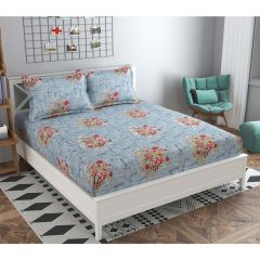 Bedsheet, (ICKBS109) Presto, 160 TC 100% Cotton Double Bedsheet With 2 Pillow Covers, Floral pattern, Bedsheet- VT15872