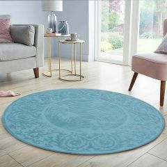 Rugs, (Presto) ICHT1719C5X5, Blue Color Traditional Hand Tufted Round Wool Carpet, Rugs - VT15919