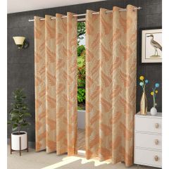 Curtain, (Presto) ICGGJ36_D2, Orange Color Floral Door curtain Set of 2 (44 X 84 inches), Curtain-VT16009