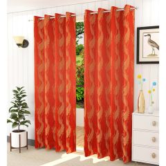 Curtain, (Presto) ICMMC21_D2, Red Color Floral Door curtain Set of 2 (44 X 84 inches), Curtain-VT16015