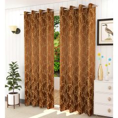 Curtain, (Presto) ICMMC33_D2, Brown Color Abstract Door curtain Set of 2 (44 X 84 inches), Curtain-VT16018