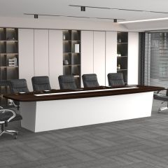 Meeting Table, Conference Table, Office Table, 3 Pop up box in Meeting Table, Meeting Table in Dark Brown & White Color, Meeting Table - VT17003