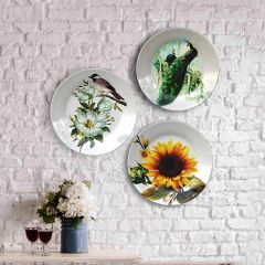 HMD Collections Traditional Art Decorative Ceramic Designer Plates with Stand for Home/Office, Wall Art - VT2092