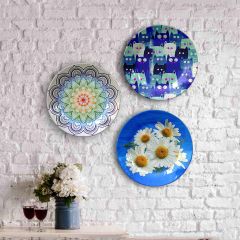 HMD Collections Traditional Art Decorative Ceramic Designer Plates with Stand for Home/Office, Wall Art - VT2095