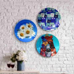 HMD Collections Traditional Art Decorative Ceramic Designer Plates with Stand for Home/Office, Wall Art - VT2122