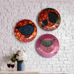 HMD Collections Traditional Art Decorative Ceramic Designer Plates with Stand for Home/Office, Wall Art - VT2126