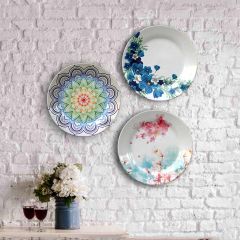 HMD Collections Traditional Art Decorative Ceramic Designer Plates with Stand for Home/Office, Wall Art - VT2127