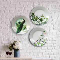 HMD Collections Traditional Art Decorative Ceramic Designer Plates with Stand for Home/Office, Wall Art - VT2129