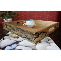 W0017, Square Serving Tray with special wooden burning effects by Disoo Fashions, Tray - VT2203