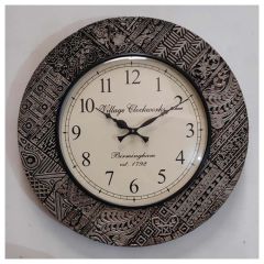 Wall Clock, NP-030 (NAVIKA PRODUCTION), 
Wooden Base Black Silver Clock, Wall Clock - VT2262