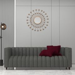 3 Seater Sofa, Grey Color Sofa, Unique Design Sofa, Comfortable Modern Sofa, Sofa with Wooden Leg, 3 Seater Sofa - VT4100