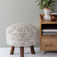 Pouffe, 006/SCNFE, Amara Wooden Leg Stool, (Strawberry Collective), Pouffe- VT6113