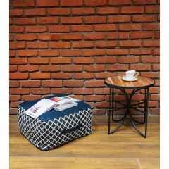 Pouffe, 006/SCSH, Blue Diamond Woven Pouffe, (Strawberry Collective), Pouffe- VT6114