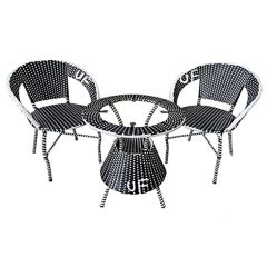 Table & Chair Set, White & Black Color Chair & Table, Chairs & Table  forLiving Room, 1 Table & 2 Chair Set, Chairs for Drawing Room, Table & Chair Set - VT6129