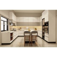 Kitchen, Modular Kitchen, Luxurious Kitchen, U-Shape Kitchen, Hi-Gloss Kitchen, Kitchen in Grey & White  Color, Kitchen - VT8003