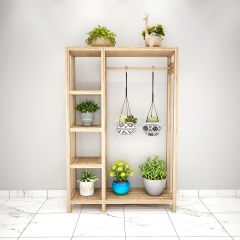 Garden Accessory, Garden Accessory in Solid Wood, Light Brown Color Garden Accessory, Garden Accessory With Shelf & Hanging Rod for Planter, Garden Accessory - VT- 2050