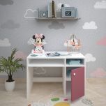  Kids Study Table,  White & Pink Color Study Table, Study Table with Open Shelf, Study Table with Shutter, Study Table - IM - 12018