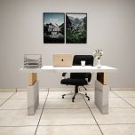 Office Table, White Office table, Table for Office, MD Table, Office Table Leg in Gold Finish, Office Table - EL - 12065