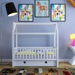Baby Cribs, White Color Baby Cribs, Baby Cribs with Drawer, babies bed, Wooden Cot, Cribs - EL- 4005