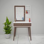 Dressing Table, Brown & White Dressing Table, Dressing Table With Open Shelf, Dressing Table with Drawer, Dressing Table - IM - 12057