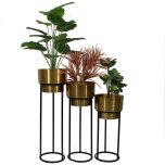 Metal Vase, Golden & Black Metal Vase , Set Of Three Vase, Vase - EL- 15006