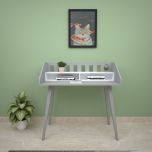  Study Table, Grey & White Study Table, Study Table with Open Shelf, Study Table with Tapered Legs, Study Table - IM - 12002