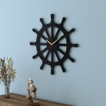  Clock in wood, clock for living/waiting/office  area , vintage clock in black, Ship wheel clock ,Clock - VI553
