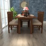 Dining set with 6 chairs, Rectangular dining table in solid wood with polish,Dining chairs in Purple suede fabric,Dining Set-VI750