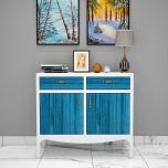 Cabinet, Solid Wood Cabinet, White & Blue Color Cabinet, Cabinet with Drawer,  Cabinet with Shutter, Cabinet- EL- 10034