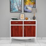Cabinet, Solid Wood Cabinet, White & Red Color Cabinet, Cabinet with Drawer,  Cabinet with Shutter, Cabinet- EL- 10035