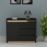 Cabinets, Black & Gold Color Cabinet, Cabinet with Drawer & Shutter, Cabinet - EL10084