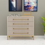 Chest of Drawer, Beige Color Cabinet, Multi storage unit, Chest of Drawer with MS Leg in Gold Finish, Chest of Drawer - EL11075