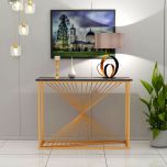 Console Table, Black Color Console Table, Console Table with Unique Design, Console Table With MS Leg in Gold Finish, Console Table - EL12117