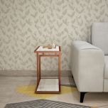 End Table, End Table with White & Gold Color, End table with Open Shelf, End Table - EL12192