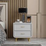 Bedside Table, Bedside Nightstand, White Color Bedside Table, Side Table with Drawer, MS Leg in Golden Paint, Bedside Table - EL12206
