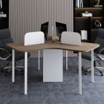 Work Station, Office Desk, Office Table, Work Space, Work Station In Wood & White Color, Set Of 3, Work Station - EL22000