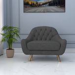 1 Seater Sofa, Grey Color Sofa, Unique Design Sofa, Sofa with MS Leg in Golden Finish, Comfortable Modern Sofa, 1 Seater Sofa - EL4091