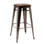 Seating Stool, Black & Brown Seating Stool, Seating Stool with Metal Legs, Seating Stool - EL - 6053