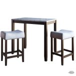 Table & Chair Set, White & Brown Table & Chair Set, Table & Chair Set with Wooden Legs, Chair- EL - 6054