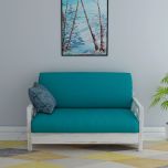 2 Seater Sofa, Solid Wood Sofa, Sofa For Living Room, White & Blue Color Sofa, Sofa with Blue Fabric, 2 Seater Sofa - EL- 4053