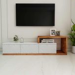 Entertainment Unit, Wood & White Color TV Unit, TV Unit For Living & Bedroom Area, TV Unit With Drawer, TV Unit - IM10071