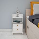 Bedside Table, Bedside Table with White Color, Side Table with Drawer & Open Shelf, Side Table - IM12169