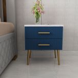 Bedside Table, Blue & White Color Bedside Table, Side Table with Drawer,MS Leg in Golden Finish, Bedside Table - IM12191